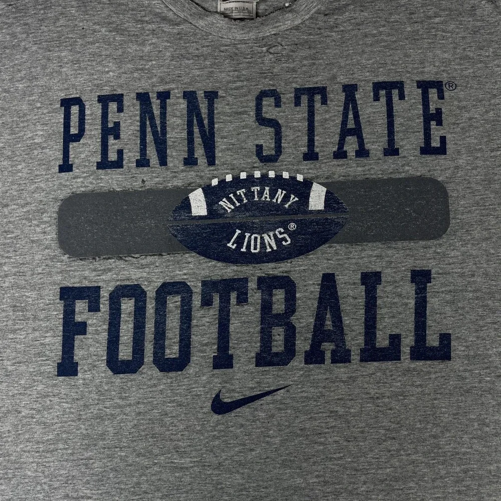 Vintage Penn State Nittany Lions Shirt Mens L Gray NCAA Football Nike USA 90s